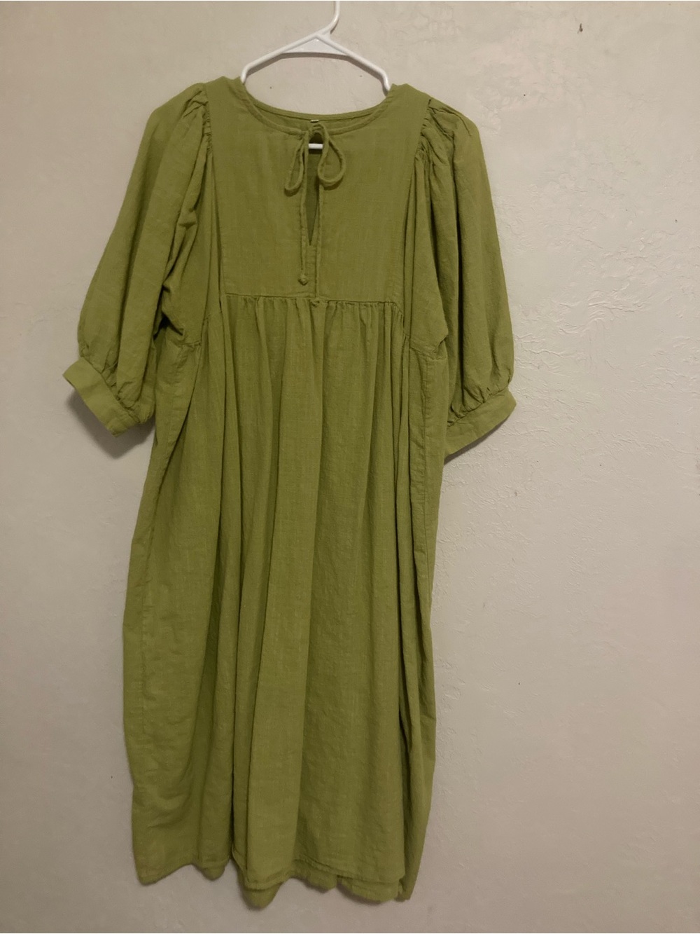 Olive Green Women's Peasant Midi Dress